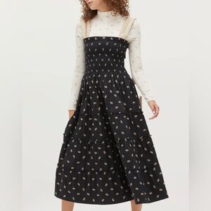 Hill House Black Floral Midi Dress